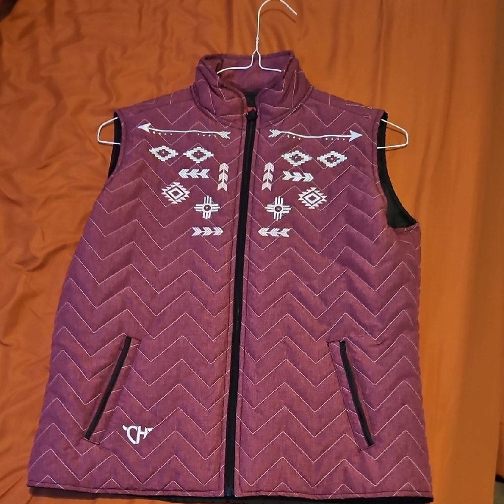 CH Women's Purple Quilted Vest with White Accents